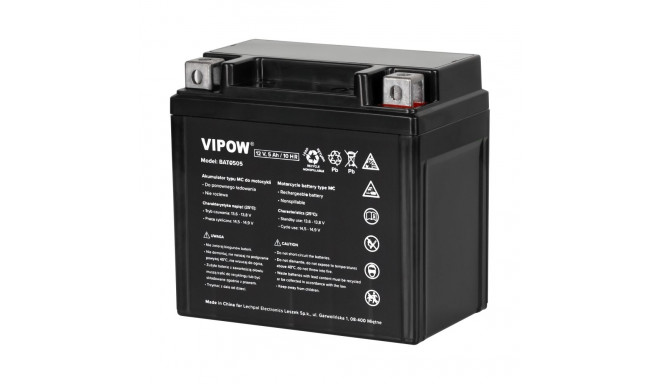 akumulator VIPOW tüüpi MC mootorratastele 12V 5Ah