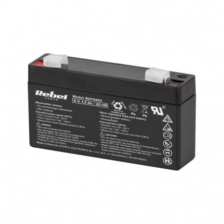 Rebel 6V 1.3Ah geelakumulaator