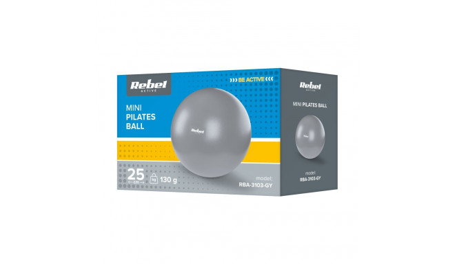 Mini piłka gimnastyczna do pilates rehabilitacyjna 25cm, kolor szary , REBEL ACTIVE