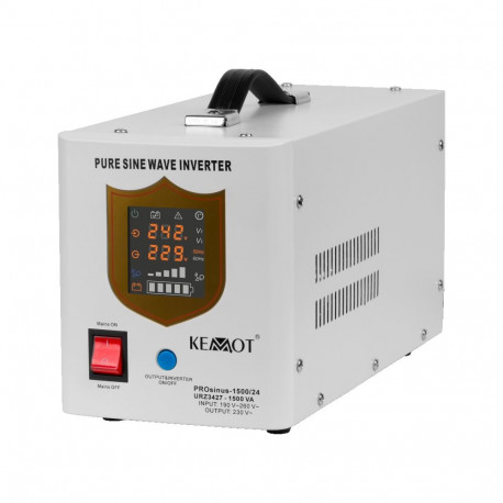 KEMOT PROsinus-1500/24 puhta siinuslainega inverter laadimisfunktsiooniga 24V 230V 1500VA/1050W