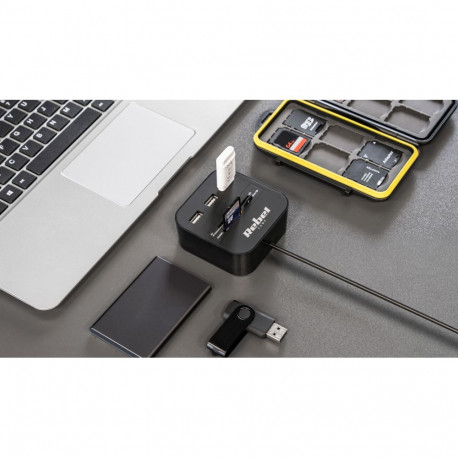 USB 2.0 3-pordiline mälukaardilugejaga jaotur