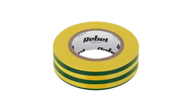 Taśma izolacyjna klejąca REBEL (0,13 mm x 19 mm x 20 yd) żółto-zielona (10 tk.)