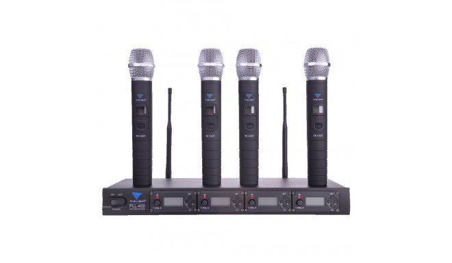 Mikrofon PLL-400 UHF 4 kanalit (4 käeshoitavat mikrofoni)