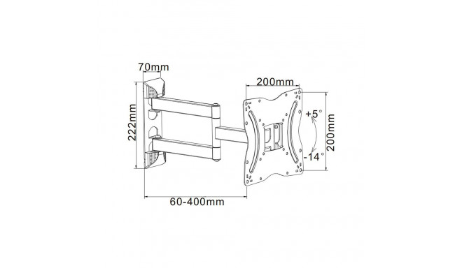 universaalne TV seinakinnitus 13"-42" vertikaalse ja horisontaalse reguleerimisega