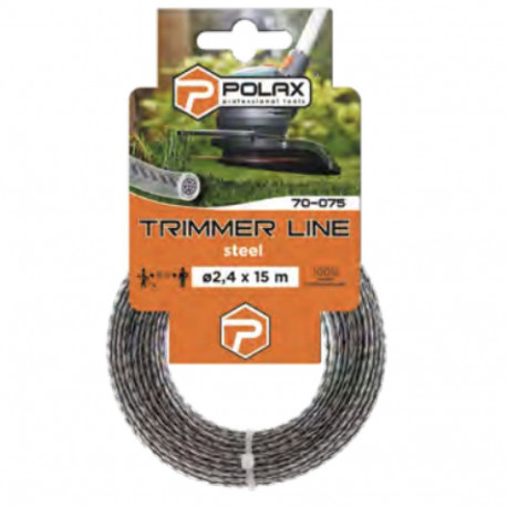 Trimmera aukla, metāla stieple ar neilonu, 2,7mm x 15m, Polax