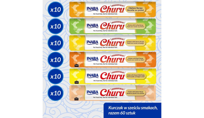 Cat Treat - INABA Churu Variety Box Chicken 60 x 14g Gluten-Free