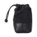 Artisan & Artist I ACAM-LP140 I Fabric and Leather Lens Pouch (M) Black