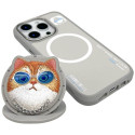 NIMMY case GLASSES COOL CAT compatible with MagSafe for IPHONE 16 Pro Max gray
