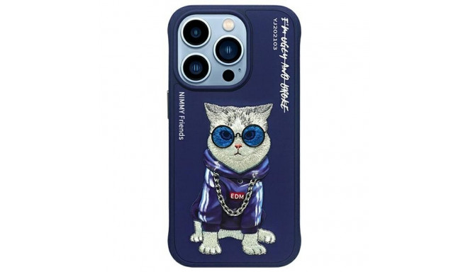 NIMMY case GLASSES COOL CAT for IPHONE 15 Pro Max blue