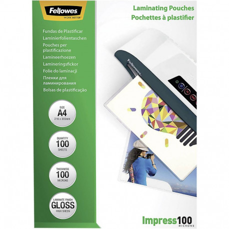 Fellowes A4 läikiv 100 mikroni lamineerimiskile 100-pakk