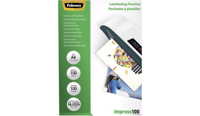Fellowes A4 läikiv 100 mikroni lamineerimiskile 100-pakk