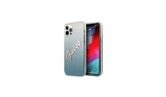 Guess GUHCP12LPCUGLSBL iPhone 12 Pro Max 6.7" blue/blue hardcase Glitter Gradient Script