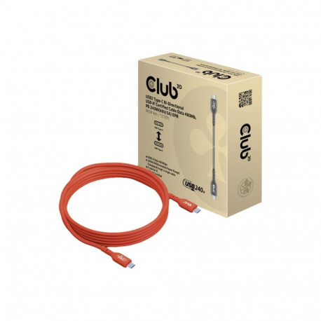 Club 3D USB2 Type-C kahesuunaline USB-IF sertifitseeritud kaabel andmed 480Mb PD 240W 48V/5A EPR M/M