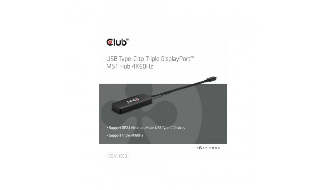 CLUB 3D USB Type-C to Triple DisplayPort MST Hub 4K60Hz
