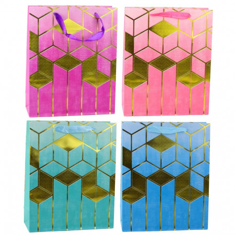 torba paberkott geomeetrilised mustrid kuldsed 32 x 26 x 12 cm