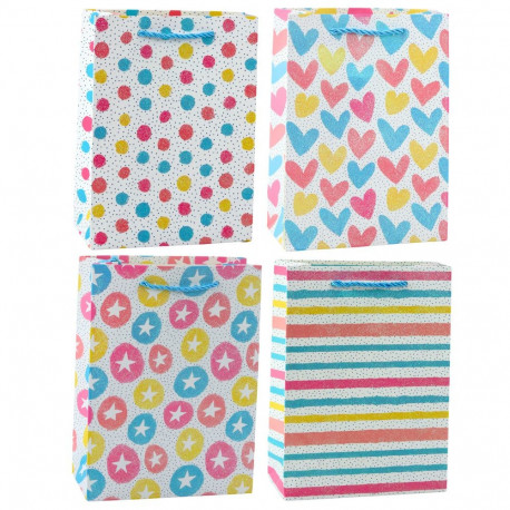 torba prezentowa südamed tähed täpid triibud värviline 23 x 18 x 10,5 cm