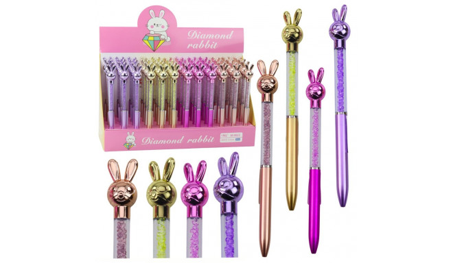 Długopis Z Zającem Diamenciki Niebieski Wkład 0.7mm Mix