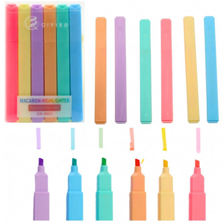 komplekt värvilisi markereid kontorisse ja kooli, 6 tk