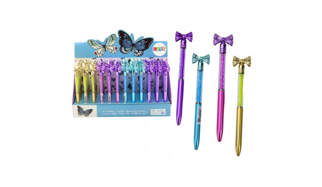 Długopis Z Kokardką Diamenciki Niebieski Wkład 0.7mm Mix