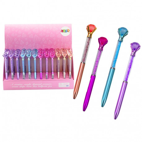 Długopis Z Diamentem Diamenciki Niebieski Wkład 0.7mm Mix