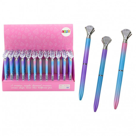 Długopis Z Diamentem Kolorowy Niebieski Wkład 0.7mm Mix