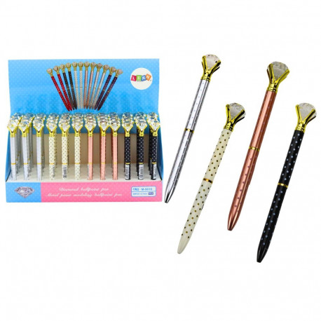 Długopis Z Diamentem W Kropki Niebieski Wkład 0.7mm Mix