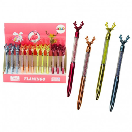 Długopis Z Jeleniem Diamenciki Niebieski Czarny Wkład 0.7mm Mix