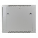 Wall mount cabinet 19 9U 501/600/450mm, glass door, grey (RAL 7035)