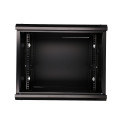 Wall cabinet rack 9U 600x450 black glass door