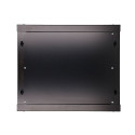 Wall cabinet rack 9U 600x450 black glass door