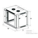 Wall cabinet rack 9U 600x450 black glass door