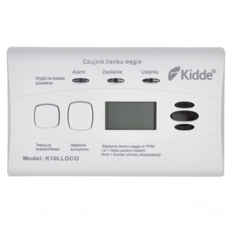 Carbon Monoxide Detector - Kidde K10LLDCO LCD Wireless White