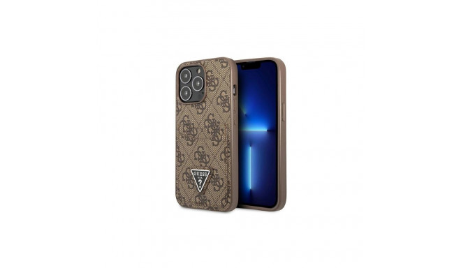 Guess 4G Triangle Logo Cardslot Case for iPhone 13 Pro / 13 - Brown