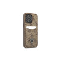Guess 4G Triangle Logo Cardslot Case for iPhone 13 Pro / 13 - Brown