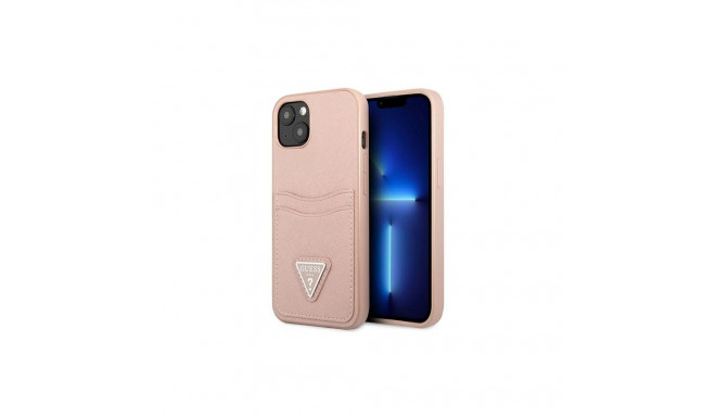 Guess GUHCP13SPSATPP iPhone 13 mini 5,4 "pink / pink hardcase SaffianoTriangle Logo Cardslot