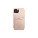 Guess GUHCP13SPSATPP iPhone 13 mini 5,4 "pink / pink hardcase SaffianoTriangle Logo Cardslot