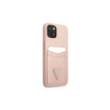 Guess GUHCP13SPSATPP iPhone 13 mini 5,4 "pink / pink hardcase SaffianoTriangle Logo Cardslot