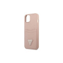 Guess GUHCP13SPSATPP iPhone 13 mini 5,4 "pink / pink hardcase SaffianoTriangle Logo Cardslot