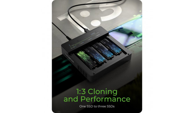 Raidsonic 4-Bays USB4 Duplicator (1:3 clone) for NVMe M.2 SSD | IB-4013MCL-C4