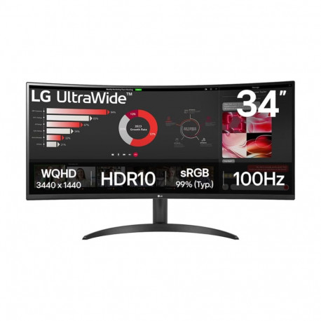 LG 34WR50QK-B 34" VA QHD 21:9 100 Hz 5 ms 3440 x 1440 pikslit 240 cd/m² 2 HDMI-pordiga monitor