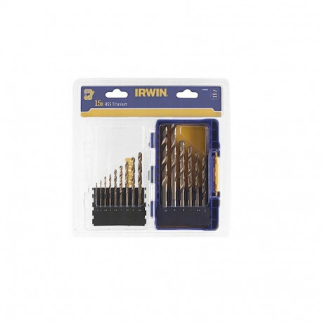IRWIN ZESTAW 15szt. HSS TiN 1.5mm, 2mm, 2.5mm, 3mm, 3.5mm, 4mm, 4.5mm, 5mm, 5.5mm, 6mm, 6.5mm, 7mm, 