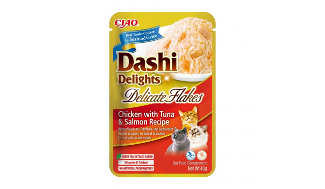 INABA CAT Dashi Delights õrnad helbed kana tuunikala ja lõhega kassimaius 40g