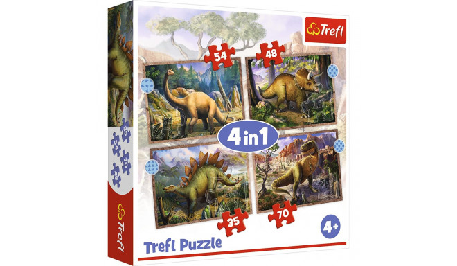 Trefl 34383 pusle - 4in1 - huvitavad dinosaurused