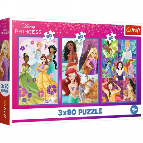 Puzzle - 3x80 - Księżniczki przyjaciółki - Disney Princess - Trefl 34884