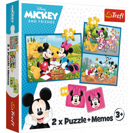 Puzzle + MEMOS - 2w1 (30,48) - Poznaj bohaterów Disney - Myszka Miki - Trefl 93344