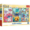 Puzzle - 3x80 - Świat Stitcha Trefl 34885