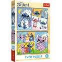 Puzzle 2x70 Ze Stitchem nie ma nudy - Disney Lilo and Stitch Trefl 34444