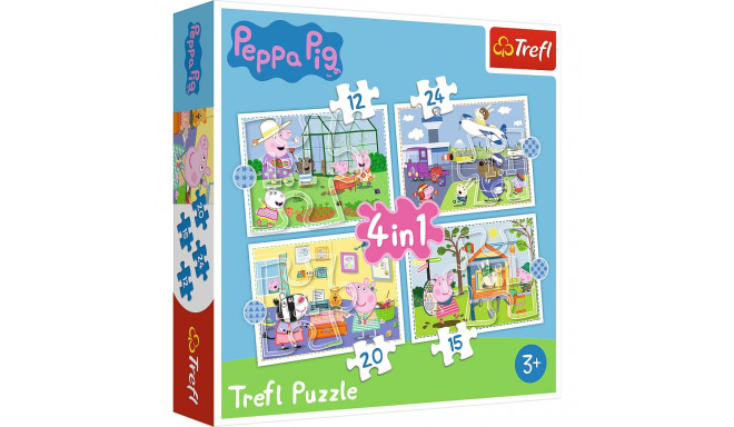 Puzzle - 4in1 (12,15, 20, 24) - mälestused suvest - Peppa Pig - Trefl 34359