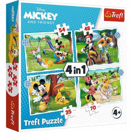 Puzzle - 4ühes (12, 15, 20, 24) - vahva päev Mickyle - Trefl 34604
