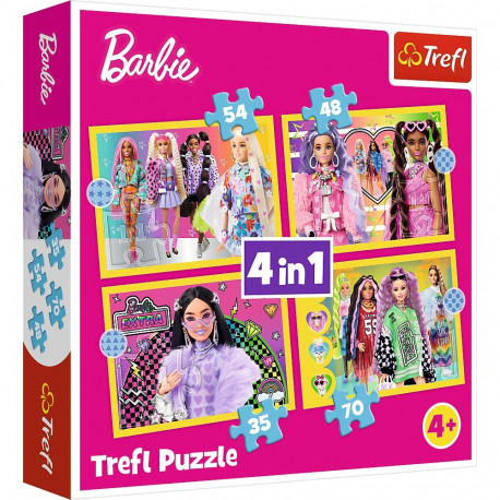 Trefl puslesett 34626 4-ühes (35, 48, 54, 70) Barbie lõbus maailm
